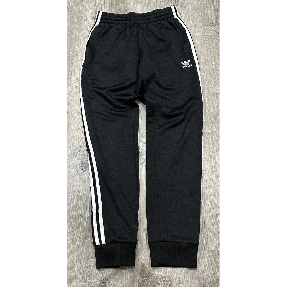 Adidas Sweatpants Men's Small Originals 3-Stripe Black White Tapered Jogger Pant